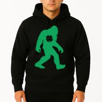 St Patricks Day Lucky Shamrock Clover Big Foot Sasquatch Yeti Hoodie