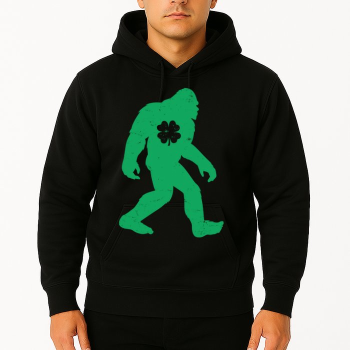 St Patricks Day Lucky Shamrock Clover Big Foot Sasquatch Yeti Hoodie