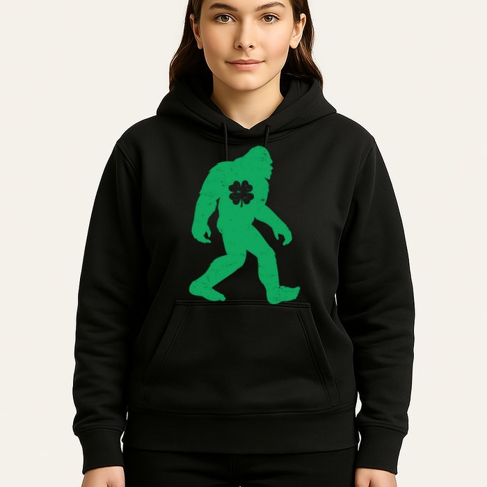 St Patricks Day Lucky Shamrock Clover Big Foot Sasquatch Yeti Hoodie