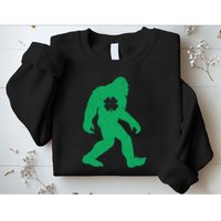 St Patricks Day Lucky Shamrock Clover Big Foot Sasquatch Yeti Sweatshirt