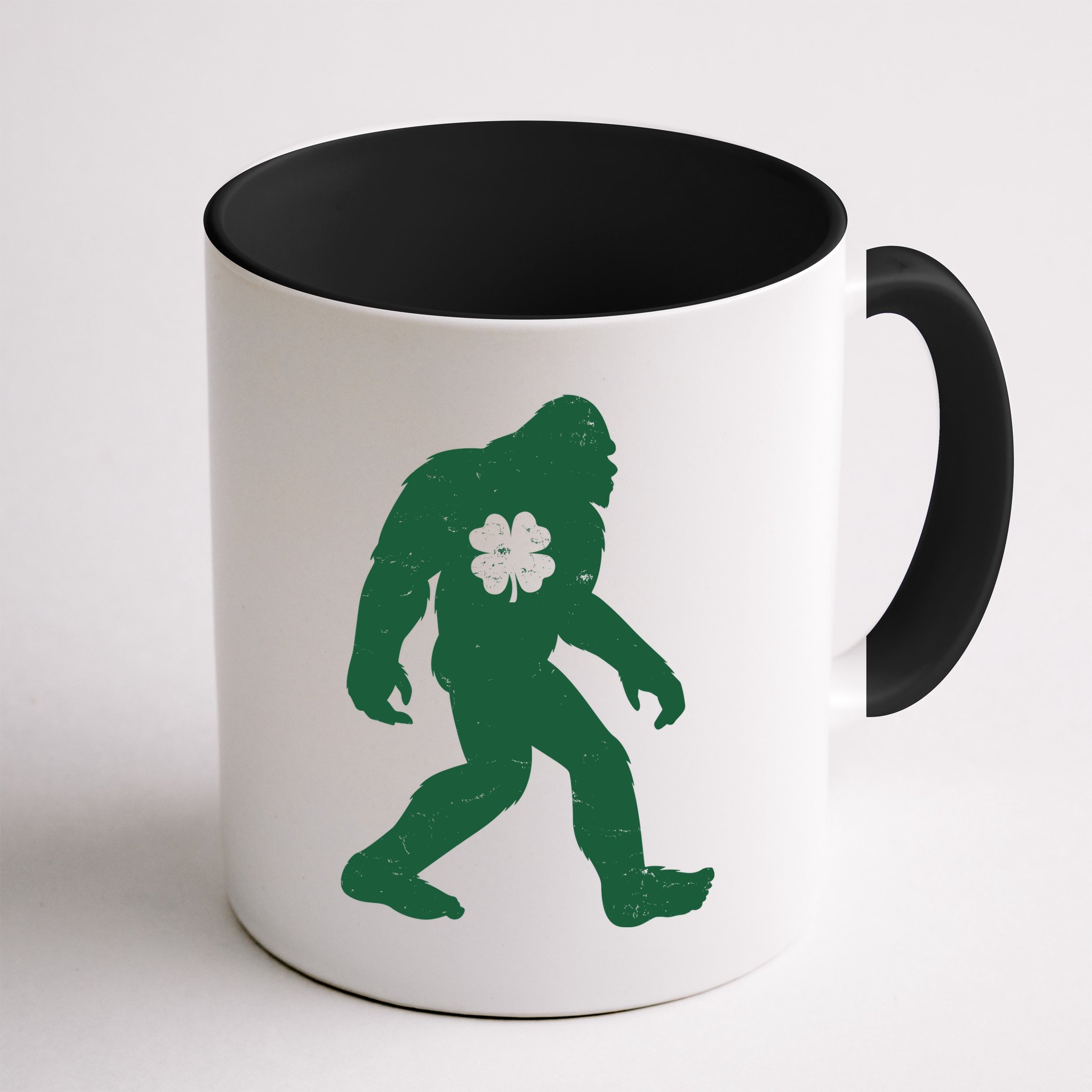 St Patricks Day Lucky Shamrock Clover Big Foot Sasquatch Yeti Mug
