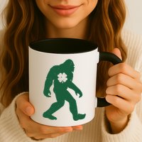 St Patricks Day Lucky Shamrock Clover Big Foot Sasquatch Yeti Mug