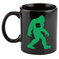 St Patricks Day Lucky Shamrock Clover Big Foot Sasquatch Yeti 11oz C Handle Ceramic Mug