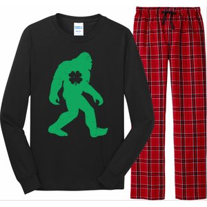 St Patricks Day Lucky Shamrock Clover Big Foot Sasquatch Yeti Long Sleeve Pajama Set