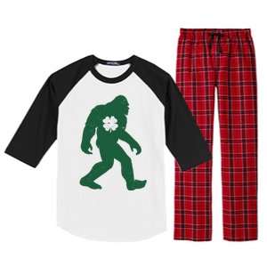 St Patricks Day Lucky Shamrock Clover Big Foot Sasquatch Yeti Raglan Sleeve Pajama Set