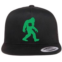 St Patricks Day Lucky Shamrock Clover Big Foot Sasquatch Yeti Flatbill Hat