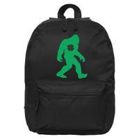 St Patricks Day Lucky Shamrock Clover Big Foot Sasquatch Yeti 16 in Basic Backpack
