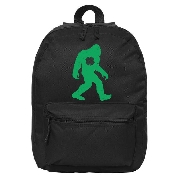 St Patricks Day Lucky Shamrock Clover Big Foot Sasquatch Yeti 16 in Basic Backpack