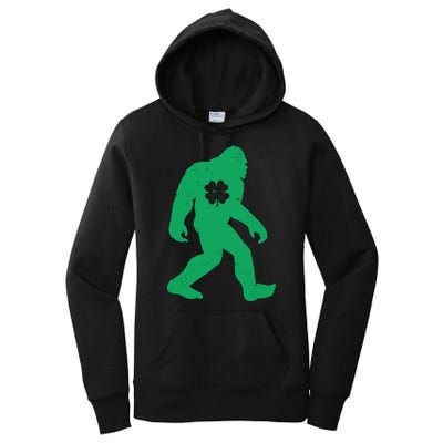 St Patricks Day Lucky Shamrock Clover Big Foot Sasquatch Yeti Women's Pullover Hoodie