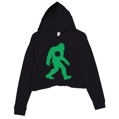 St Patricks Day Lucky Shamrock Clover Big Foot Sasquatch Yeti Crop Fleece Hoodie