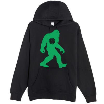 St Patricks Day Lucky Shamrock Clover Big Foot Sasquatch Yeti Premium Pullover Hoodie