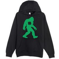 St Patricks Day Lucky Shamrock Clover Big Foot Sasquatch Yeti Premium Pullover Hoodie