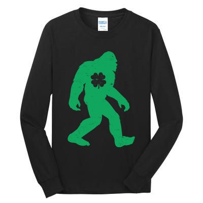 St Patricks Day Lucky Shamrock Clover Big Foot Sasquatch Yeti Tall Long Sleeve T-Shirt