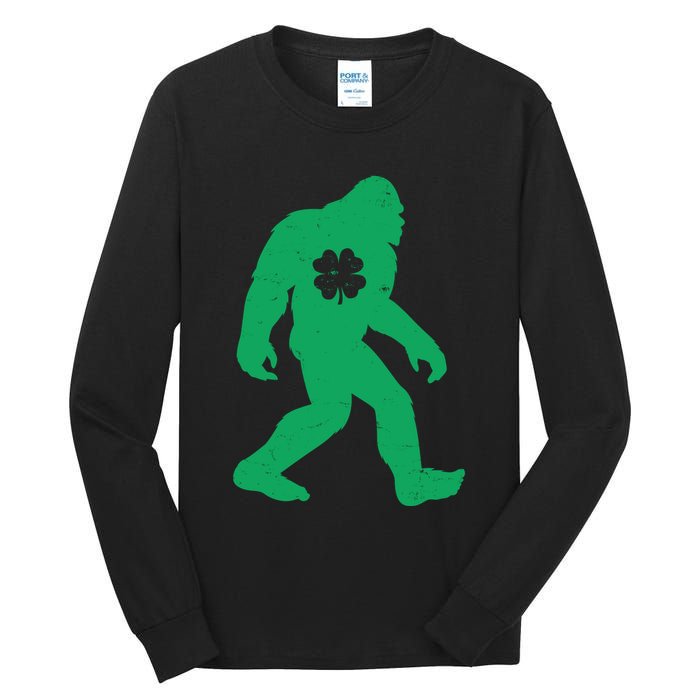 St Patricks Day Lucky Shamrock Clover Big Foot Sasquatch Yeti Tall Long Sleeve T-Shirt