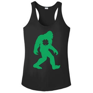 St Patricks Day Lucky Shamrock Clover Big Foot Sasquatch Yeti Ladies PosiCharge Competitor Racerback Tank