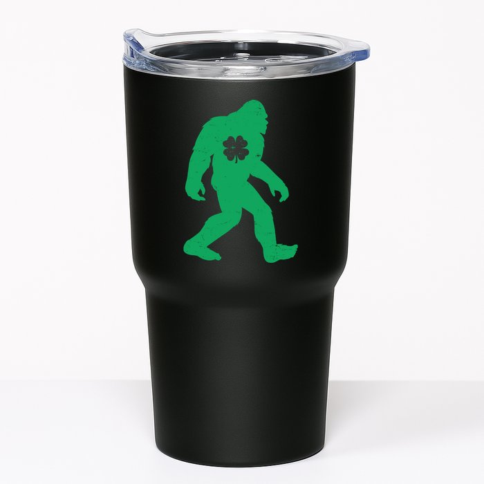 St Patricks Day Lucky Shamrock Clover Big Foot Sasquatch Yeti Tumbler