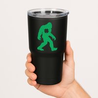 St Patricks Day Lucky Shamrock Clover Big Foot Sasquatch Yeti Tumbler