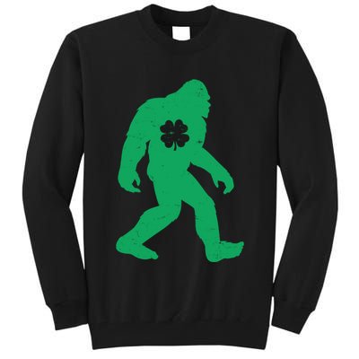 St Patricks Day Lucky Shamrock Clover Big Foot Sasquatch Yeti Tall Sweatshirt