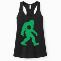 St Patricks Day Lucky Shamrock Clover Big Foot Sasquatch Yeti Womens Tank Top