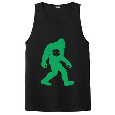St Patricks Day Lucky Shamrock Clover Big Foot Sasquatch Yeti PosiCharge Competitor Tank