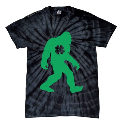 St Patricks Day Lucky Shamrock Clover Big Foot Sasquatch Yeti Tie-Dye T-Shirt