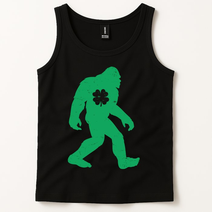St Patricks Day Lucky Shamrock Clover Big Foot Sasquatch Yeti Tank Top