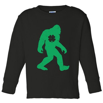 St Patricks Day Lucky Shamrock Clover Big Foot Sasquatch Yeti Toddler Long Sleeve Shirt
