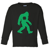 St Patricks Day Lucky Shamrock Clover Big Foot Sasquatch Yeti Toddler Long Sleeve Shirt