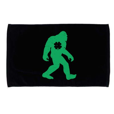 St Patricks Day Lucky Shamrock Clover Big Foot Sasquatch Yeti Microfiber Hand Towel