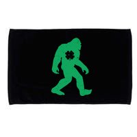 St Patricks Day Lucky Shamrock Clover Big Foot Sasquatch Yeti Microfiber Hand Towel