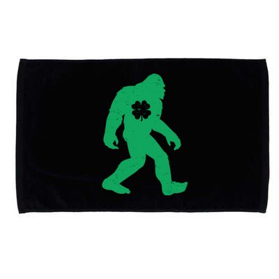 St Patricks Day Lucky Shamrock Clover Big Foot Sasquatch Yeti Microfiber Hand Towel