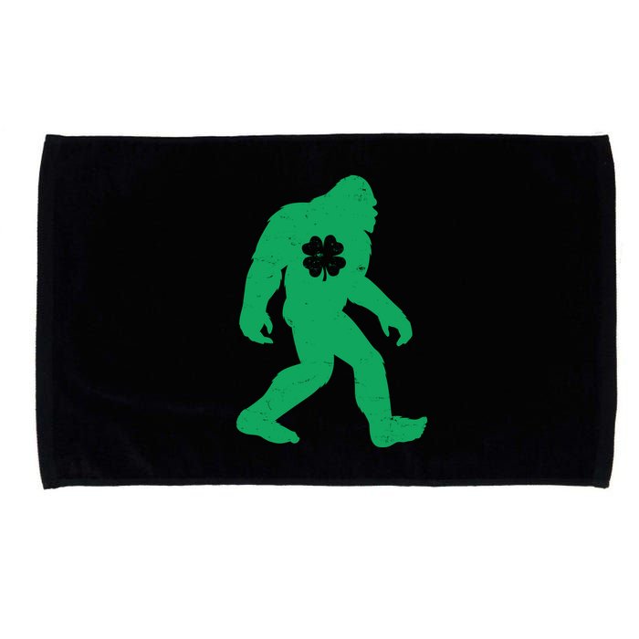 St Patricks Day Lucky Shamrock Clover Big Foot Sasquatch Yeti Microfiber Hand Towel