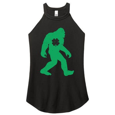 St Patricks Day Lucky Shamrock Clover Big Foot Sasquatch Yeti Women's Perfect Tri Rocker Tank