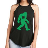 St Patricks Day Lucky Shamrock Clover Big Foot Sasquatch Yeti Women's Perfect Tri Rocker Tank