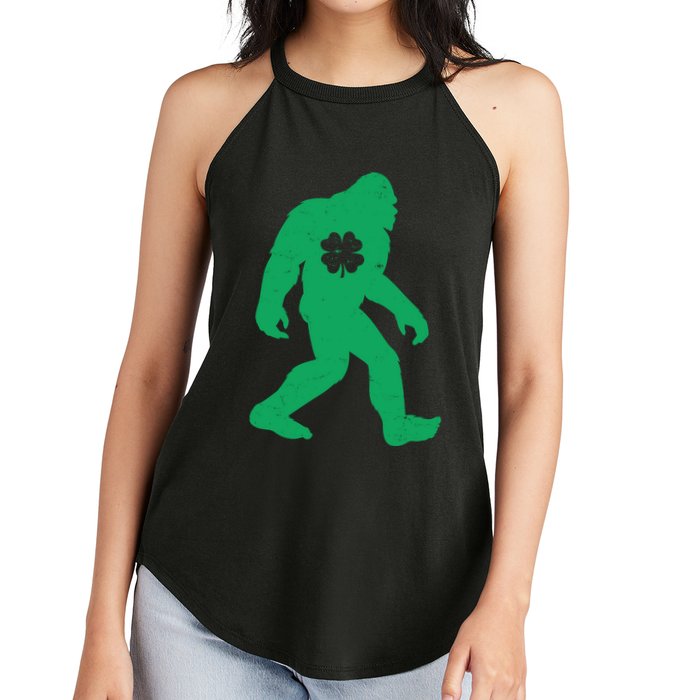 St Patricks Day Lucky Shamrock Clover Big Foot Sasquatch Yeti Women's Perfect Tri Rocker Tank