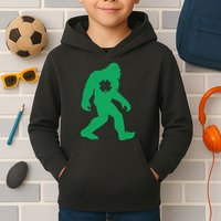 St Patricks Day Lucky Shamrock Clover Big Foot Sasquatch Yeti Kids Hoodie