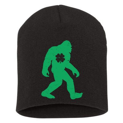 St Patricks Day Lucky Shamrock Clover Big Foot Sasquatch Yeti Short Acrylic Beanie