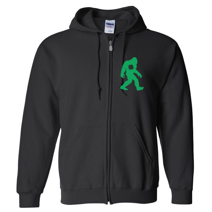 St Patricks Day Lucky Shamrock Clover Big Foot Sasquatch Yeti Full Zip Hoodie