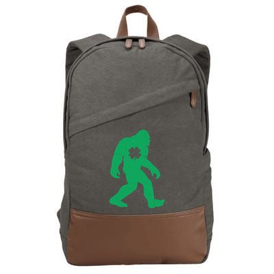 St Patricks Day Lucky Shamrock Clover Big Foot Sasquatch Yeti Cotton Canvas Backpack