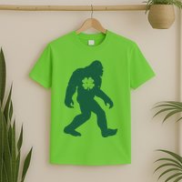 St Patricks Day Lucky Shamrock Clover Big Foot Sasquatch Yeti T-Shirt