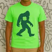 St Patricks Day Lucky Shamrock Clover Big Foot Sasquatch Yeti T-Shirt