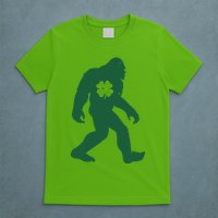 St Patricks Day Lucky Shamrock Clover Big Foot Sasquatch Yeti T-Shirt