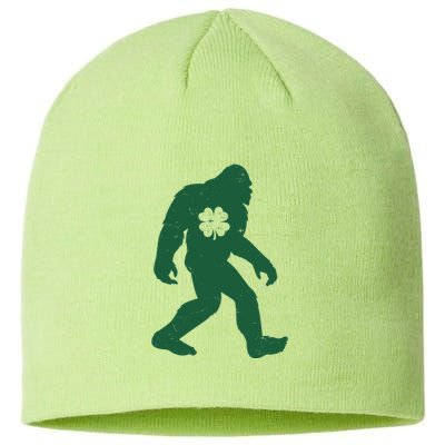 St Patricks Day Lucky Shamrock Clover Big Foot Sasquatch Yeti Sustainable Beanie