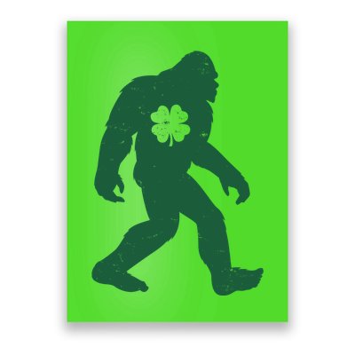 St Patricks Day Lucky Shamrock Clover Big Foot Sasquatch Yeti Poster