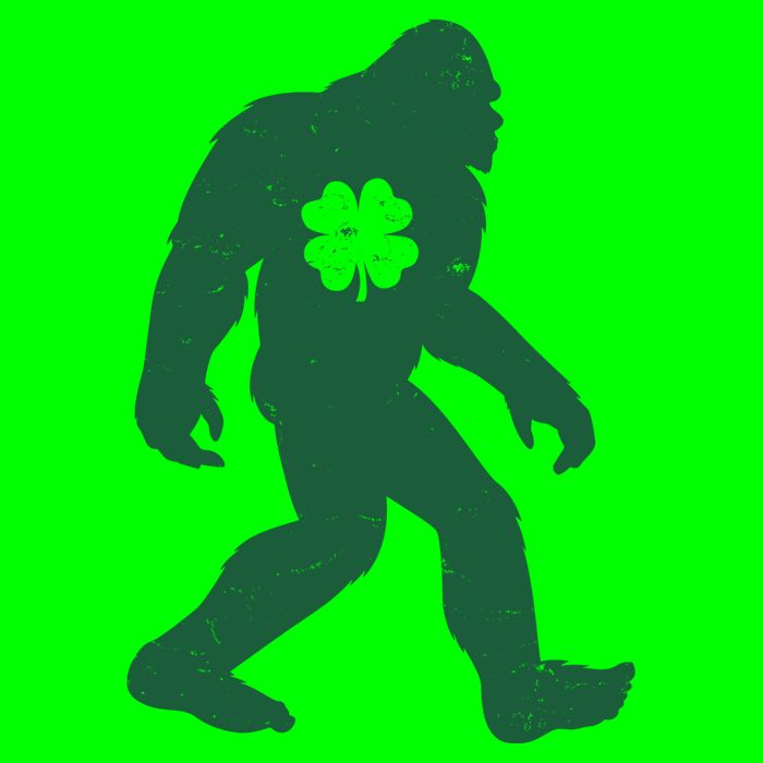 St Patricks Day Lucky Shamrock Clover Big Foot Sasquatch Yeti Poster