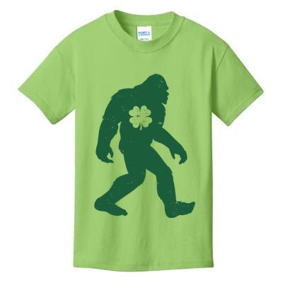 St Patricks Day Lucky Shamrock Clover Big Foot Sasquatch Yeti Kids T-Shirt