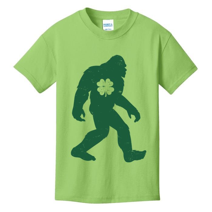 St Patricks Day Lucky Shamrock Clover Big Foot Sasquatch Yeti Kids T-Shirt