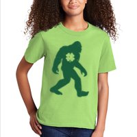 St Patricks Day Lucky Shamrock Clover Big Foot Sasquatch Yeti Kids T-Shirt