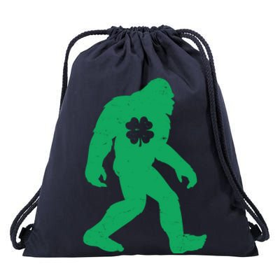 St Patricks Day Lucky Shamrock Clover Big Foot Sasquatch Yeti Drawstring Bag