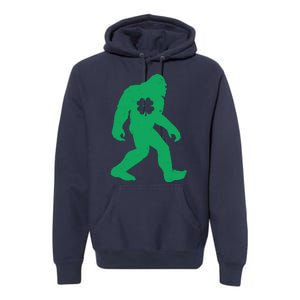 St Patricks Day Lucky Shamrock Clover Big Foot Sasquatch Yeti Premium Hoodie